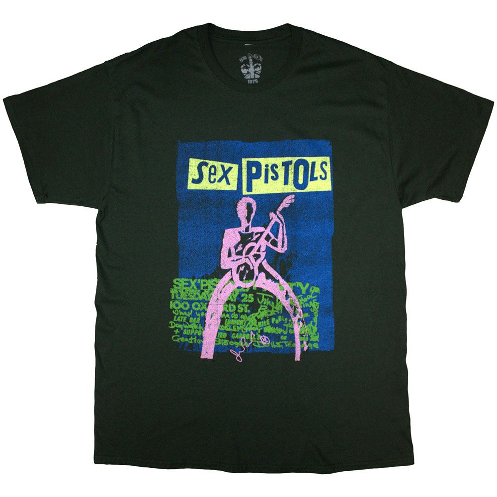 Sex Pistols - Guitar Cartoon T-shirt Homme - Vert